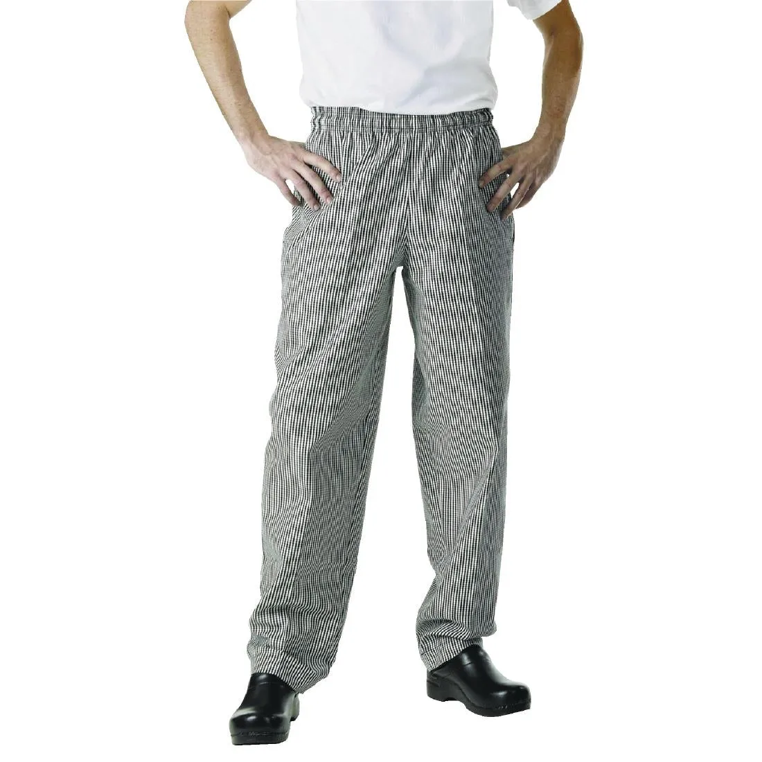 A026-3XL Chef Works Essential Baggy Pants Small Black Check 3XL