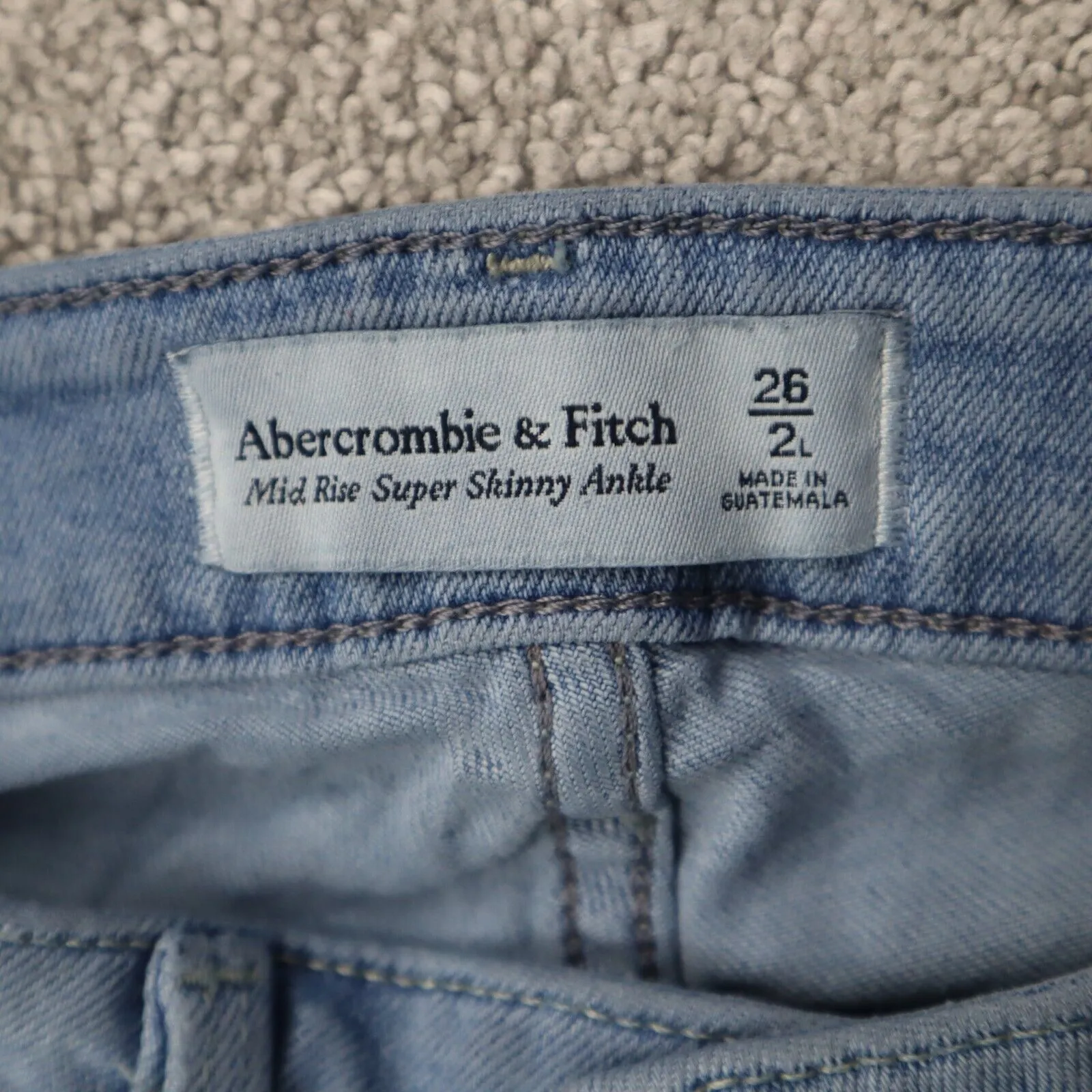 Abercrombie & Fitch Womens Super Skinny Jeans Mid Rise Embroidered Blue Size 26