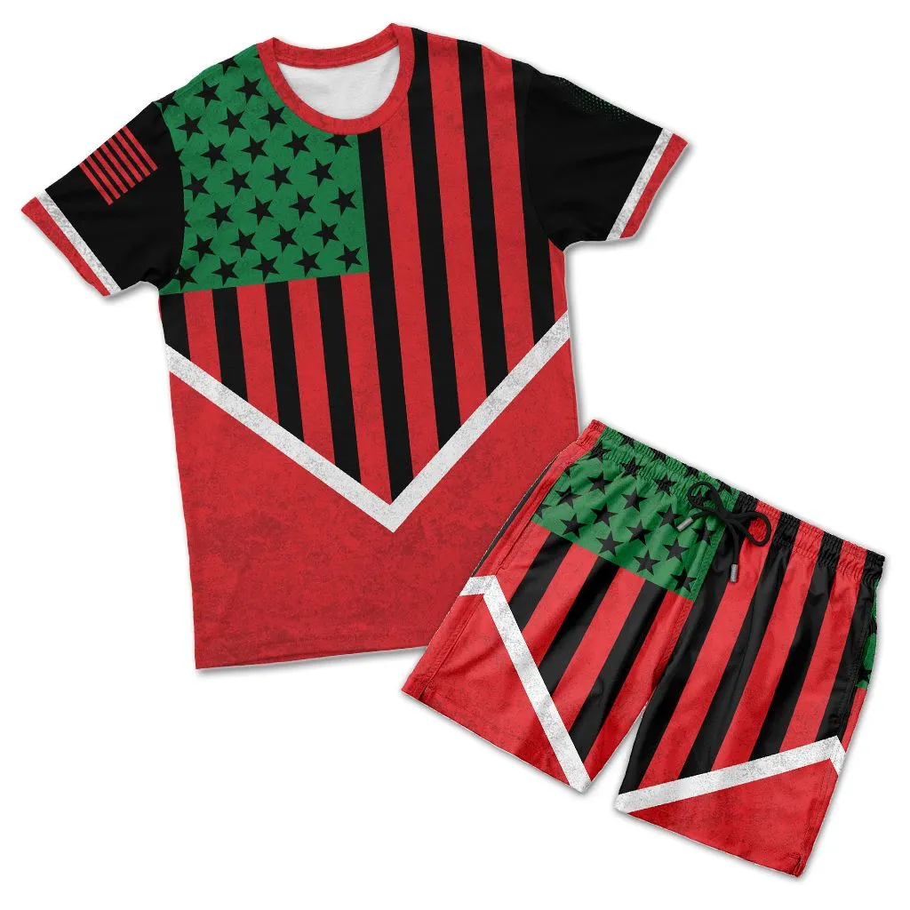 African American Flag 2 T-shirt and Shorts Set