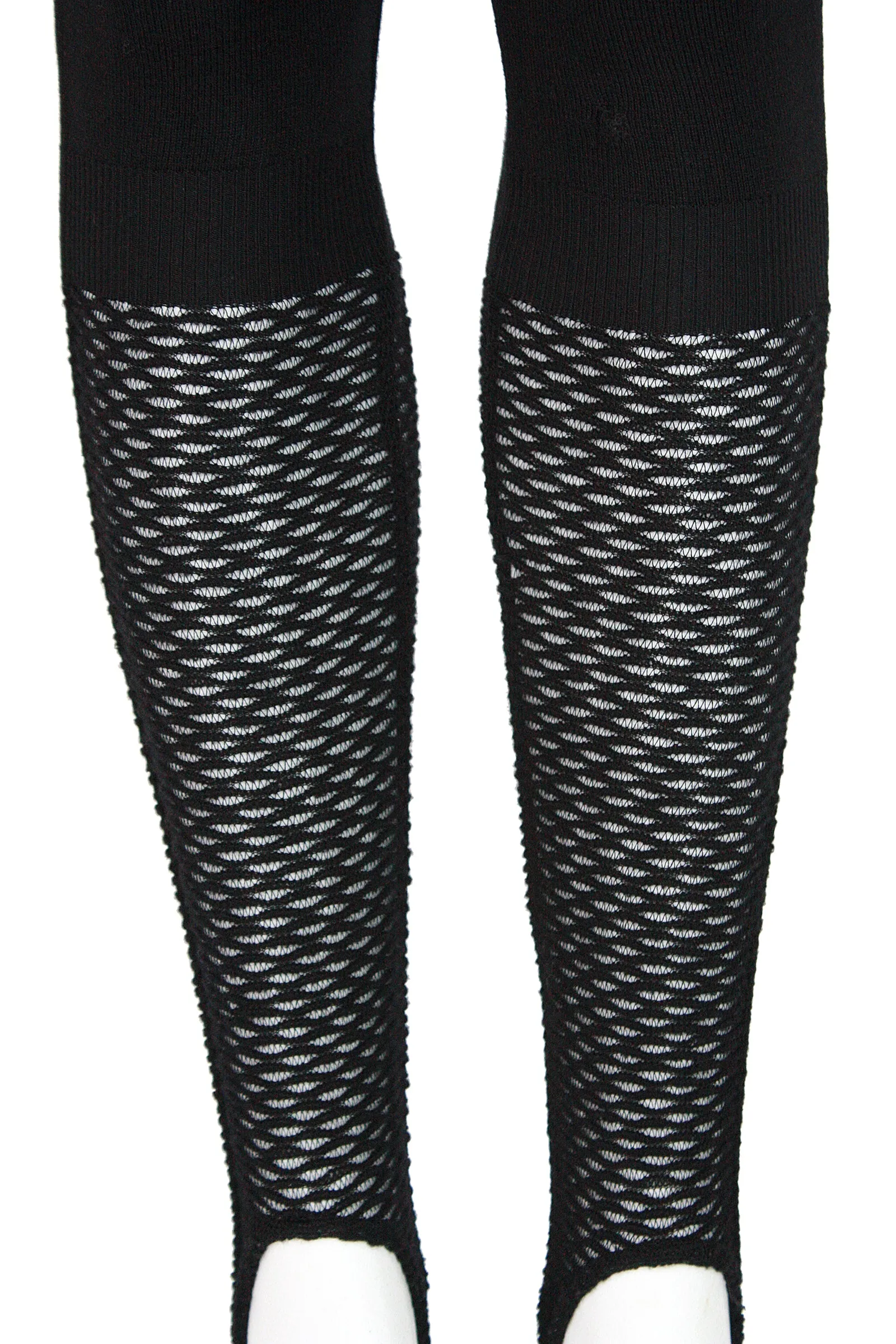 ALAÏA Circa 1990s RARE Black Knit Fishnet Leggings