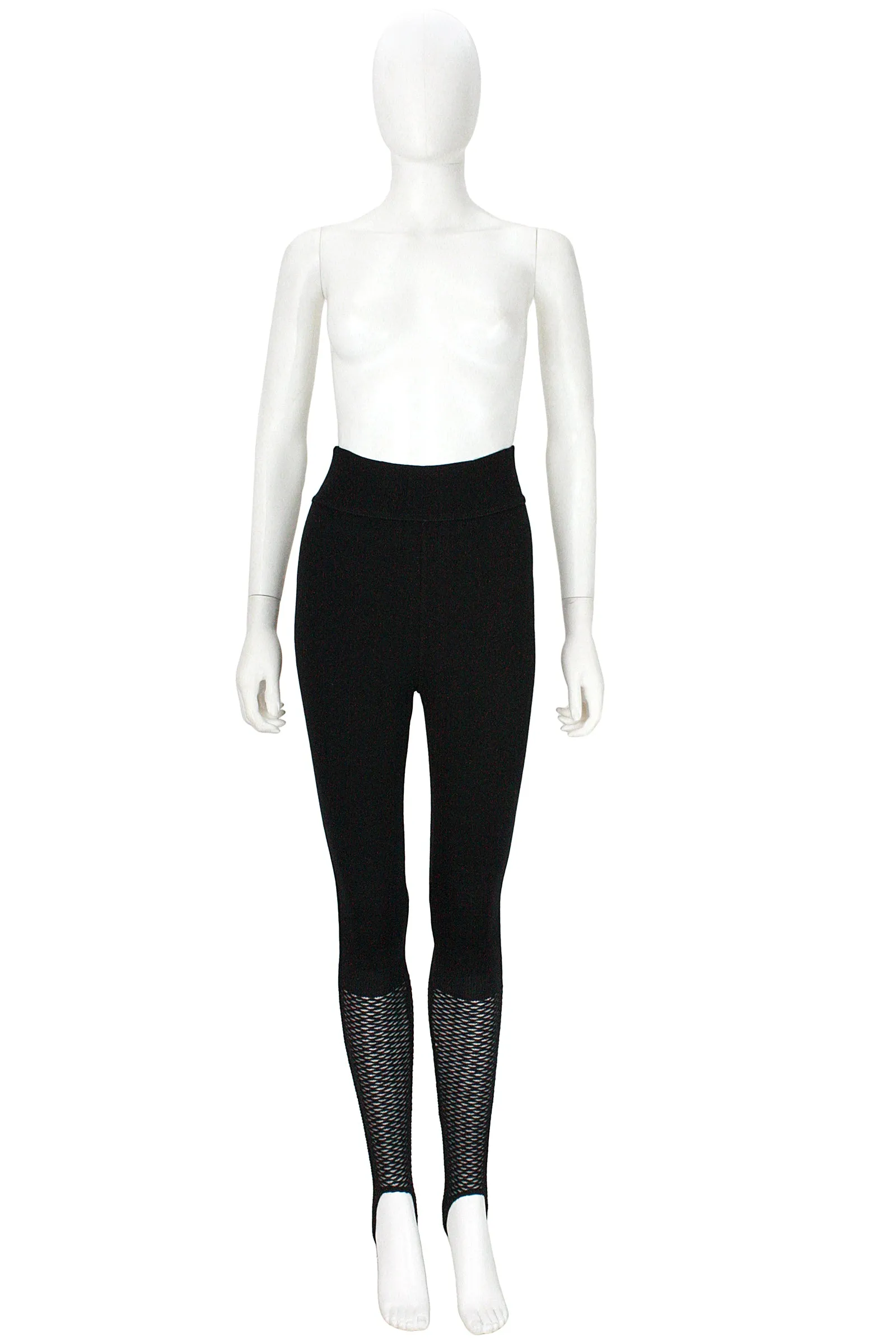 ALAÏA Circa 1990s RARE Black Knit Fishnet Leggings