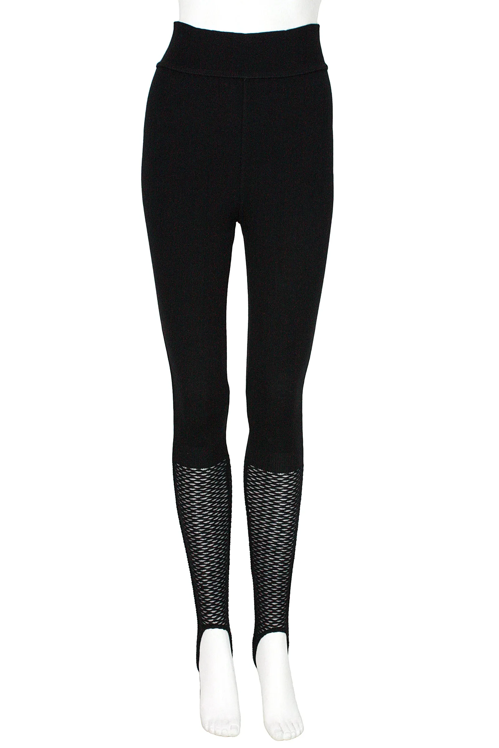 ALAÏA Circa 1990s RARE Black Knit Fishnet Leggings