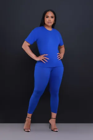 Be Great Short Sleeve Legging Set - Royal Blue