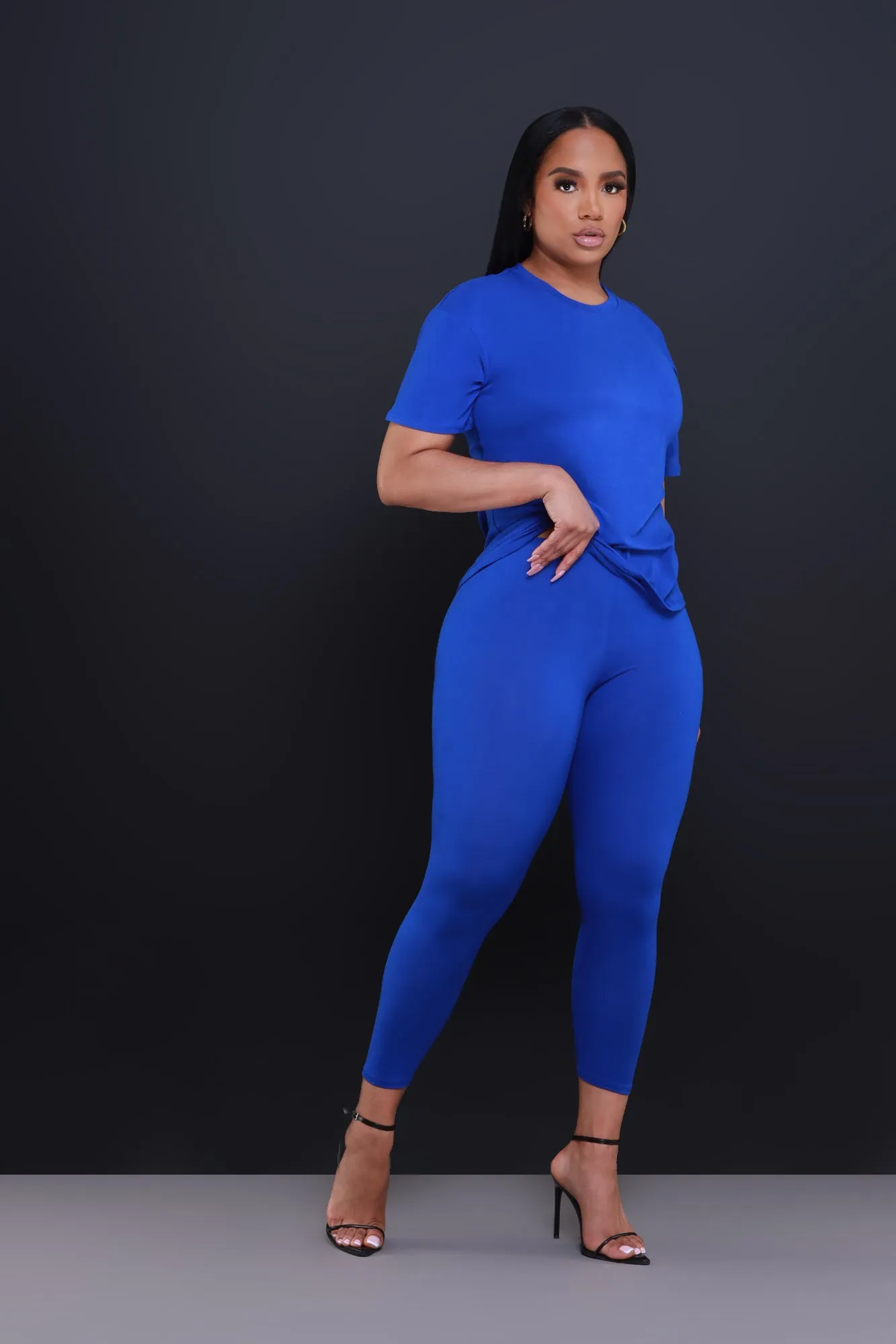 Be Great Short Sleeve Legging Set - Royal Blue