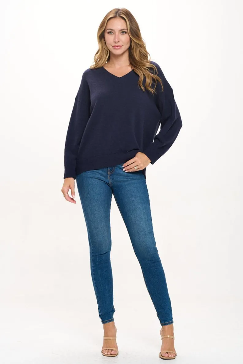 Beatrice Long Sleeve Oversize V-Neck Sweater