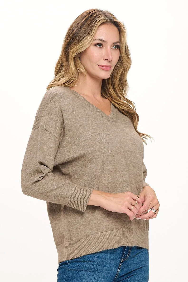 Beatrice Long Sleeve Oversize V-Neck Sweater