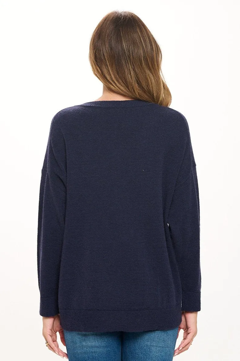 Beatrice Long Sleeve Oversize V-Neck Sweater