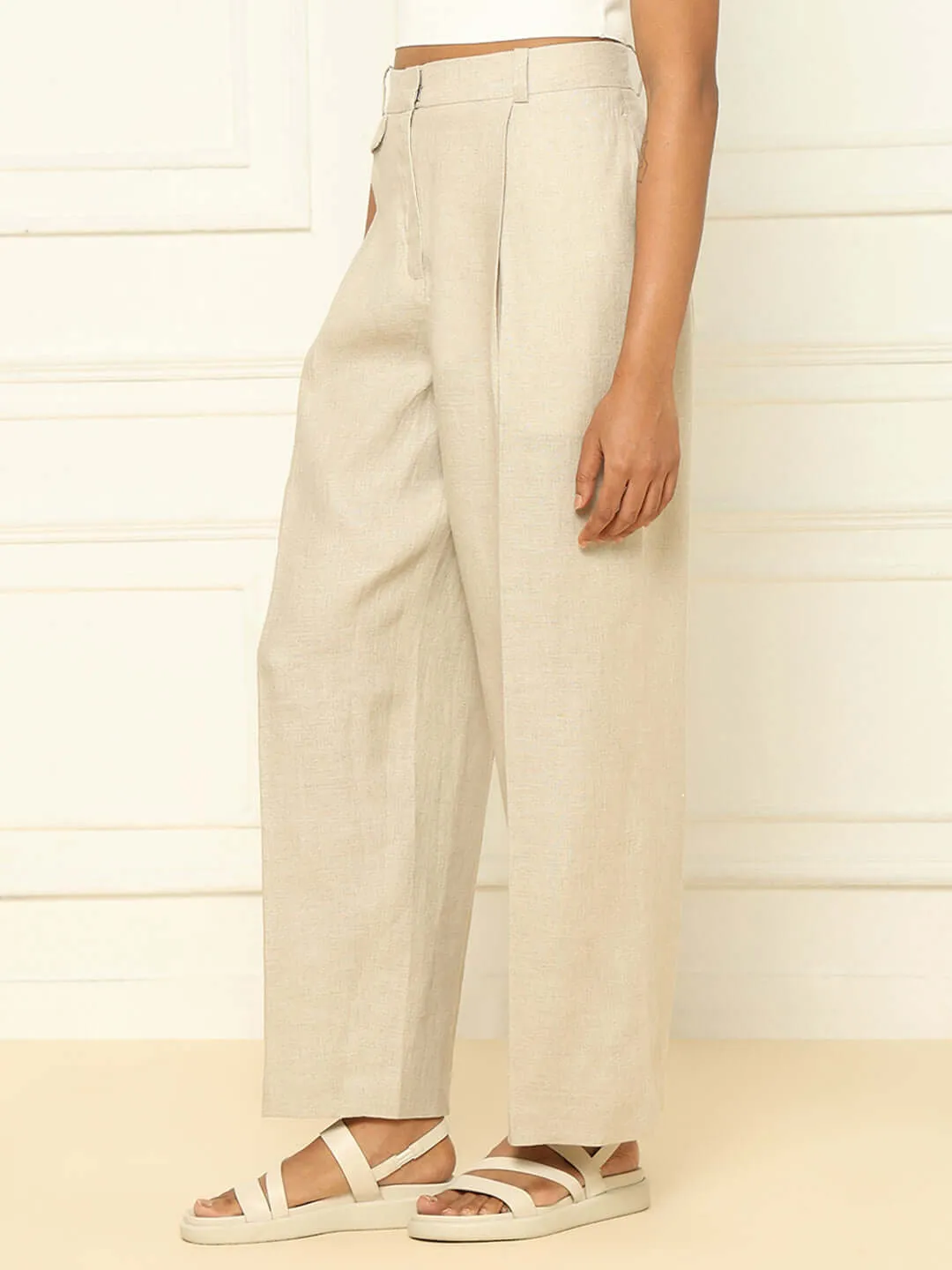 Beige Linen Waistcoat & Trousers