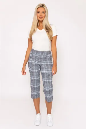 Bengaline Check Crop Pants in Blue Print