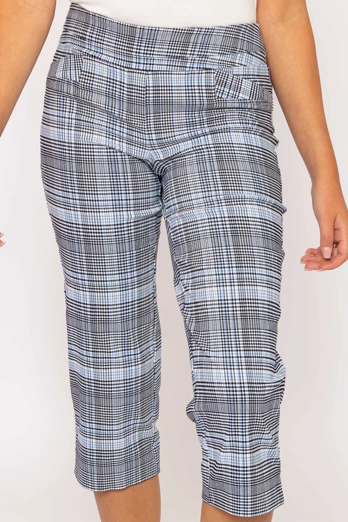 Bengaline Check Crop Pants in Blue Print