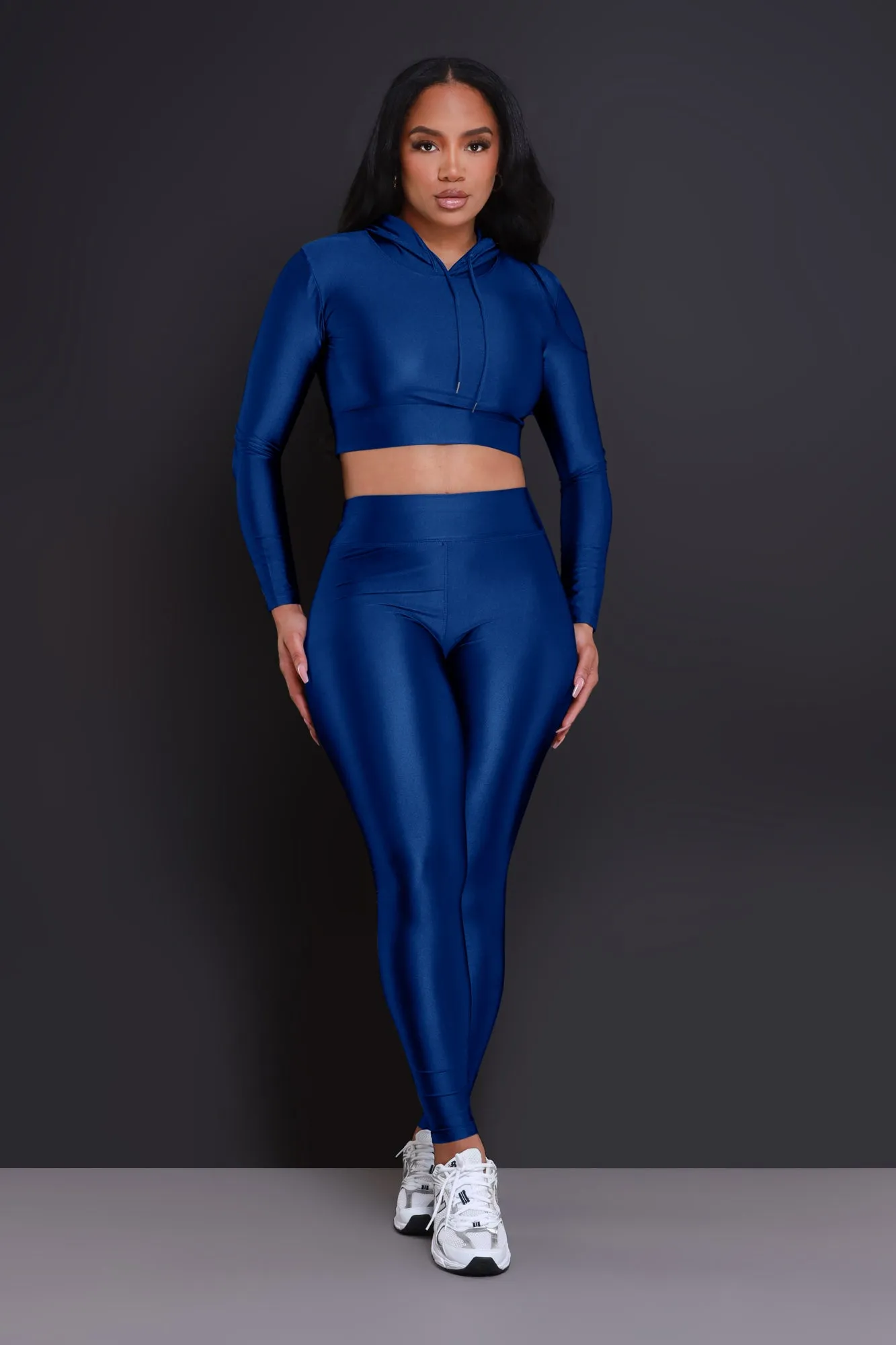 Big Ego Cropped Hooded Legging Set - Royal Blue