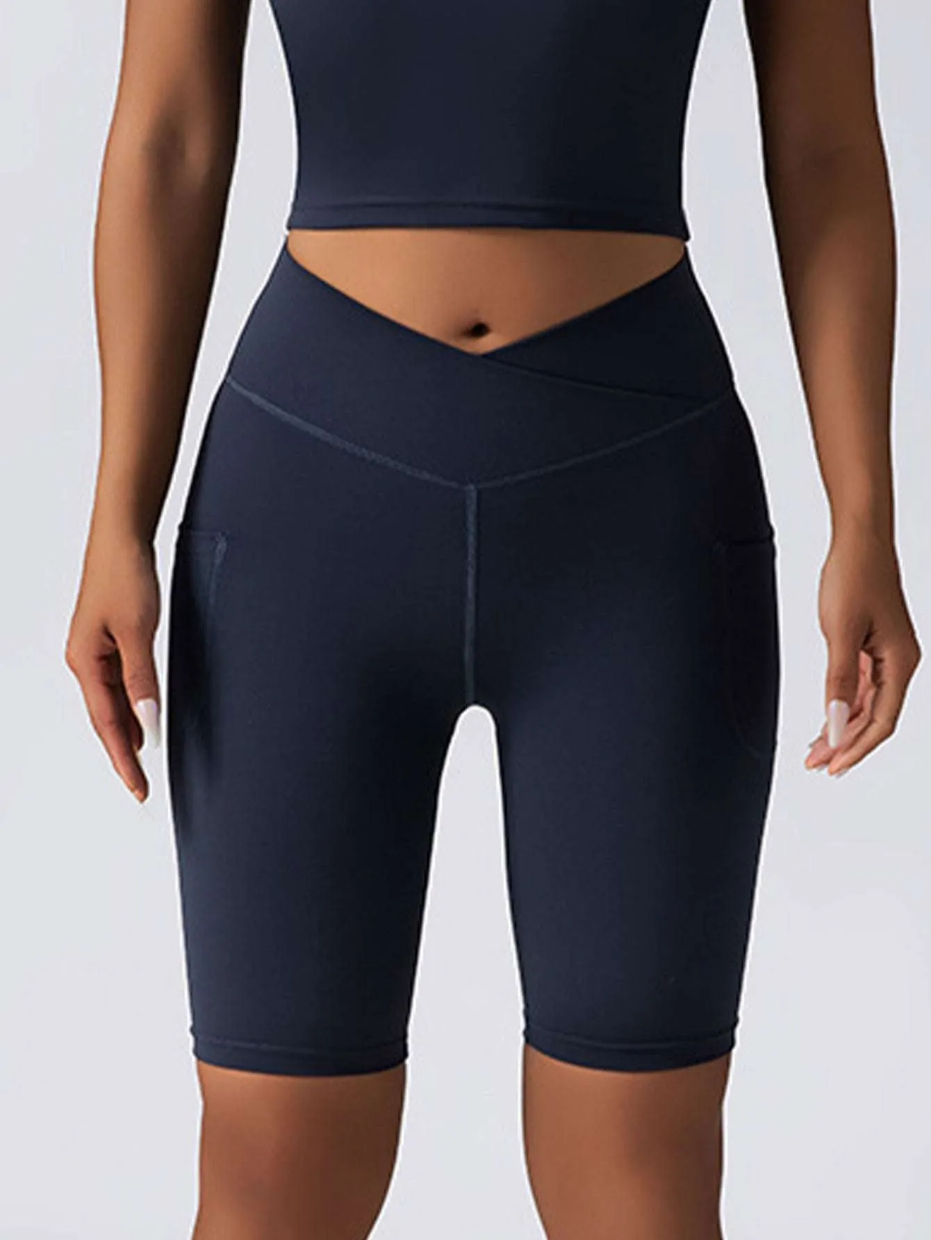 Biker Shorts Women Tummy Control  No Seam High Waist Yoga Gym Workout Running Volleyball Shorts With Pockets