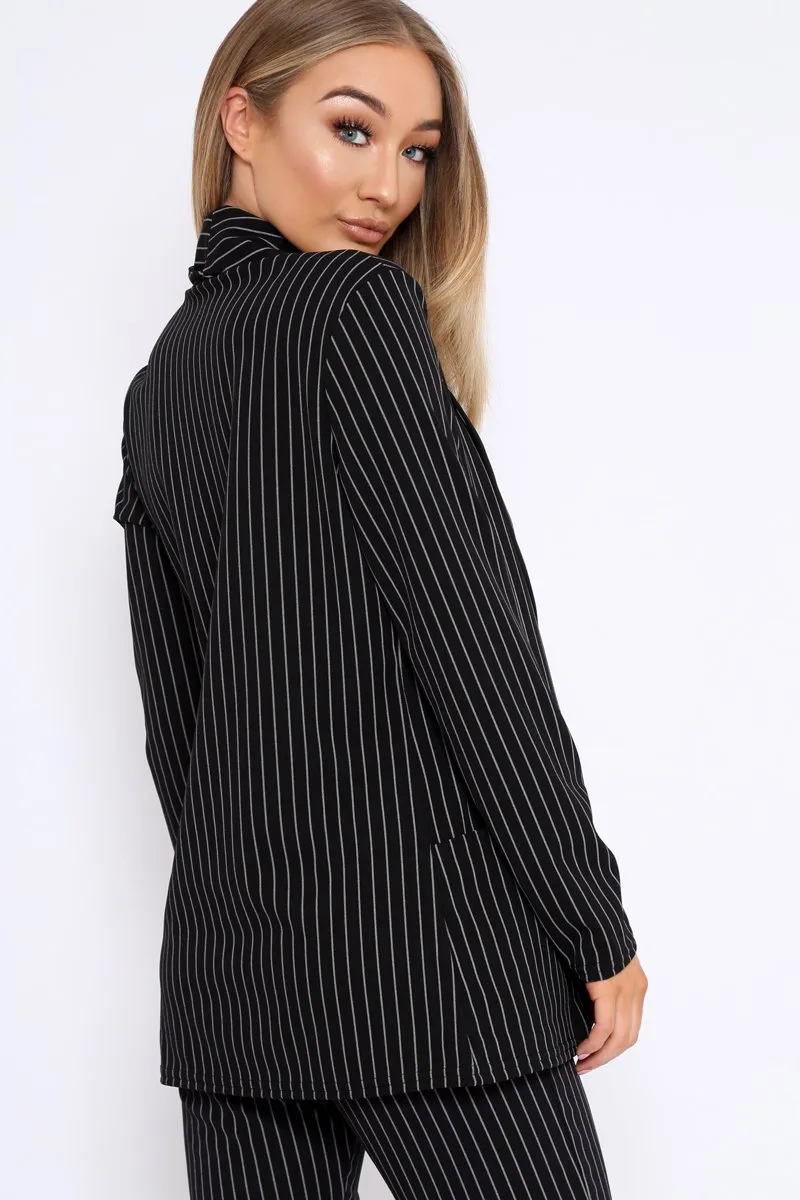 Black and White Striped Blazer - Wendi