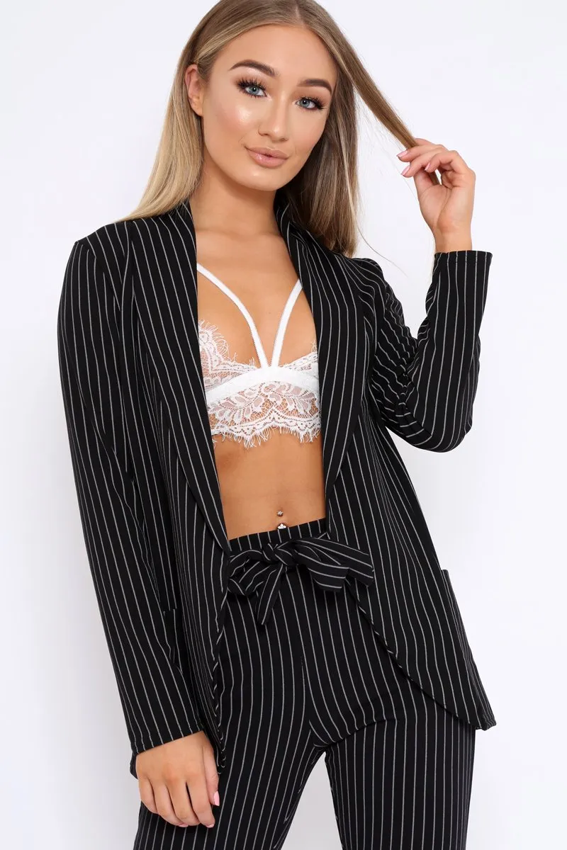 Black and White Striped Blazer - Wendi