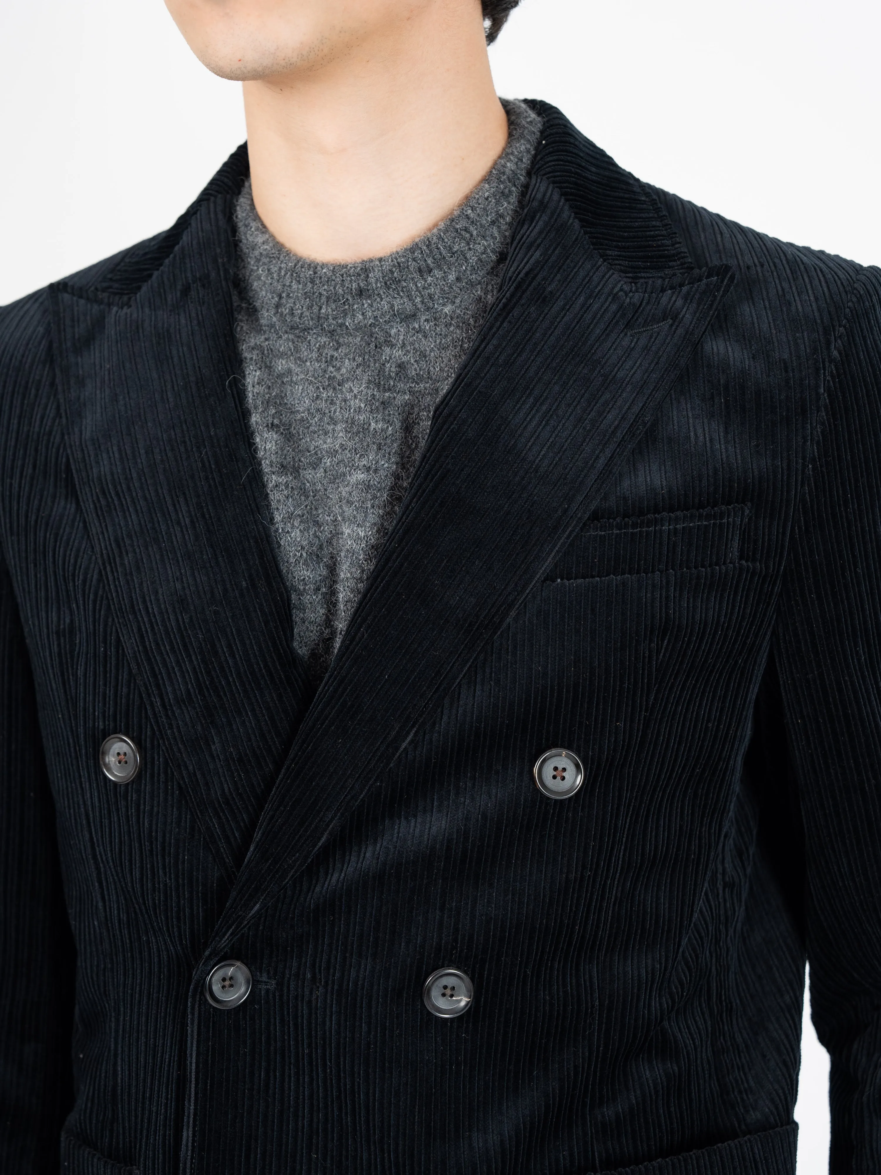 Black Hedden Cord Double Breasted Suit