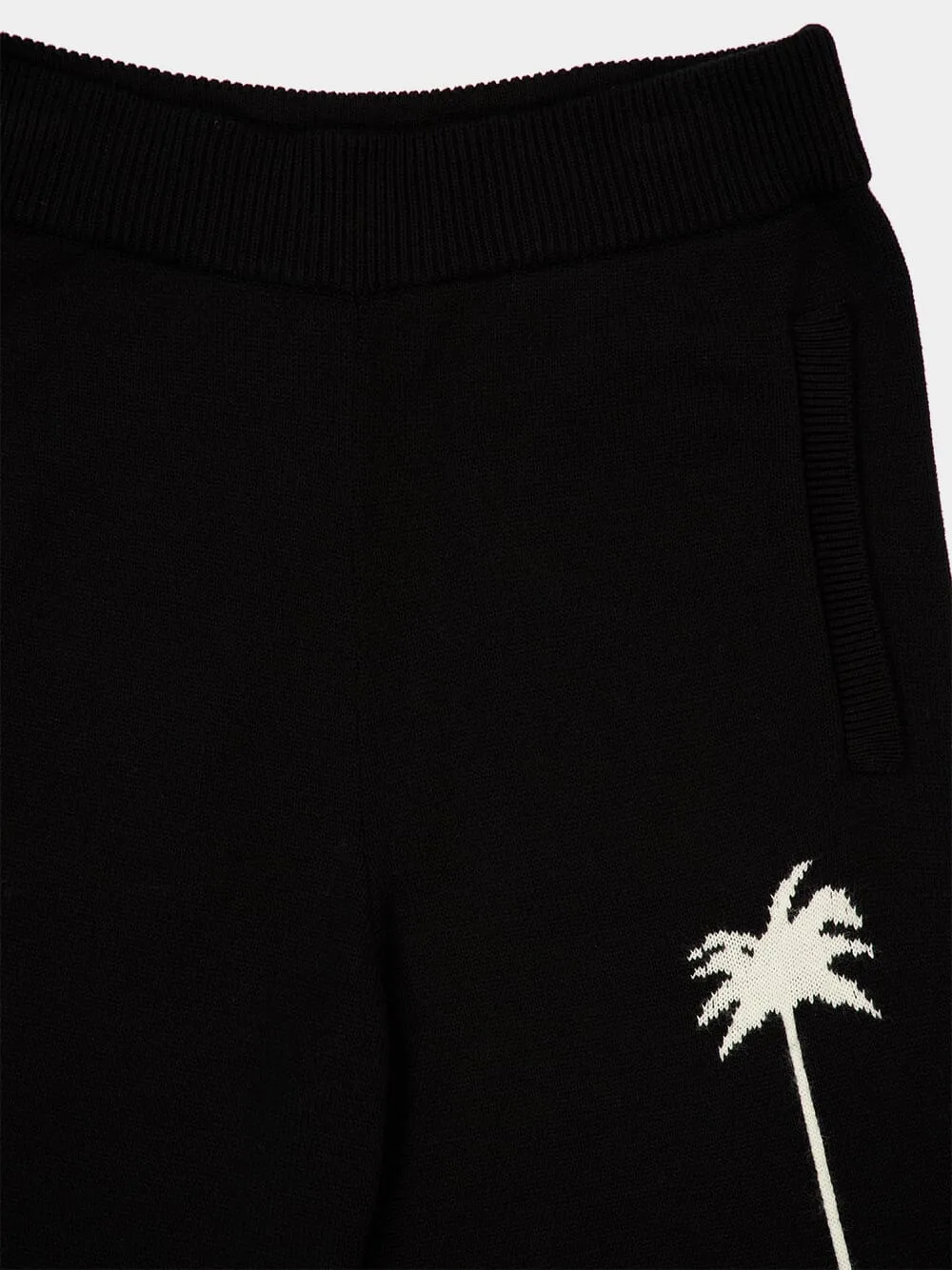 Black Palm Intarsia Knit Pants