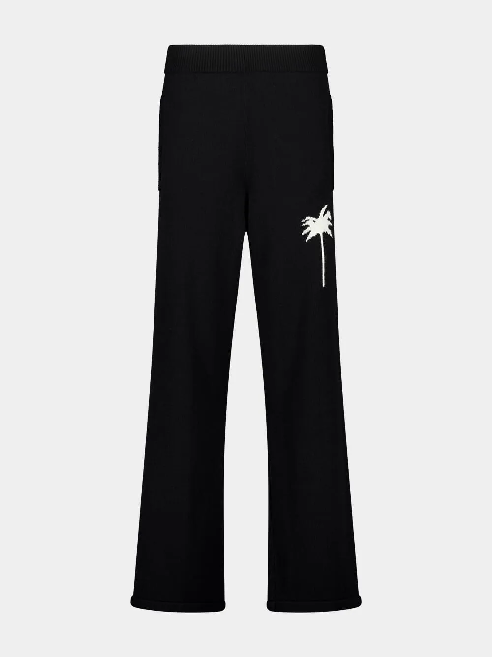 Black Palm Intarsia Knit Pants