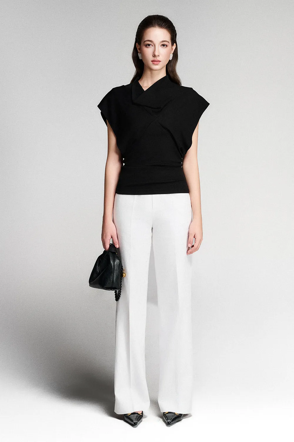 Blair Straight Ribbed Linen Ankle Length Trousers