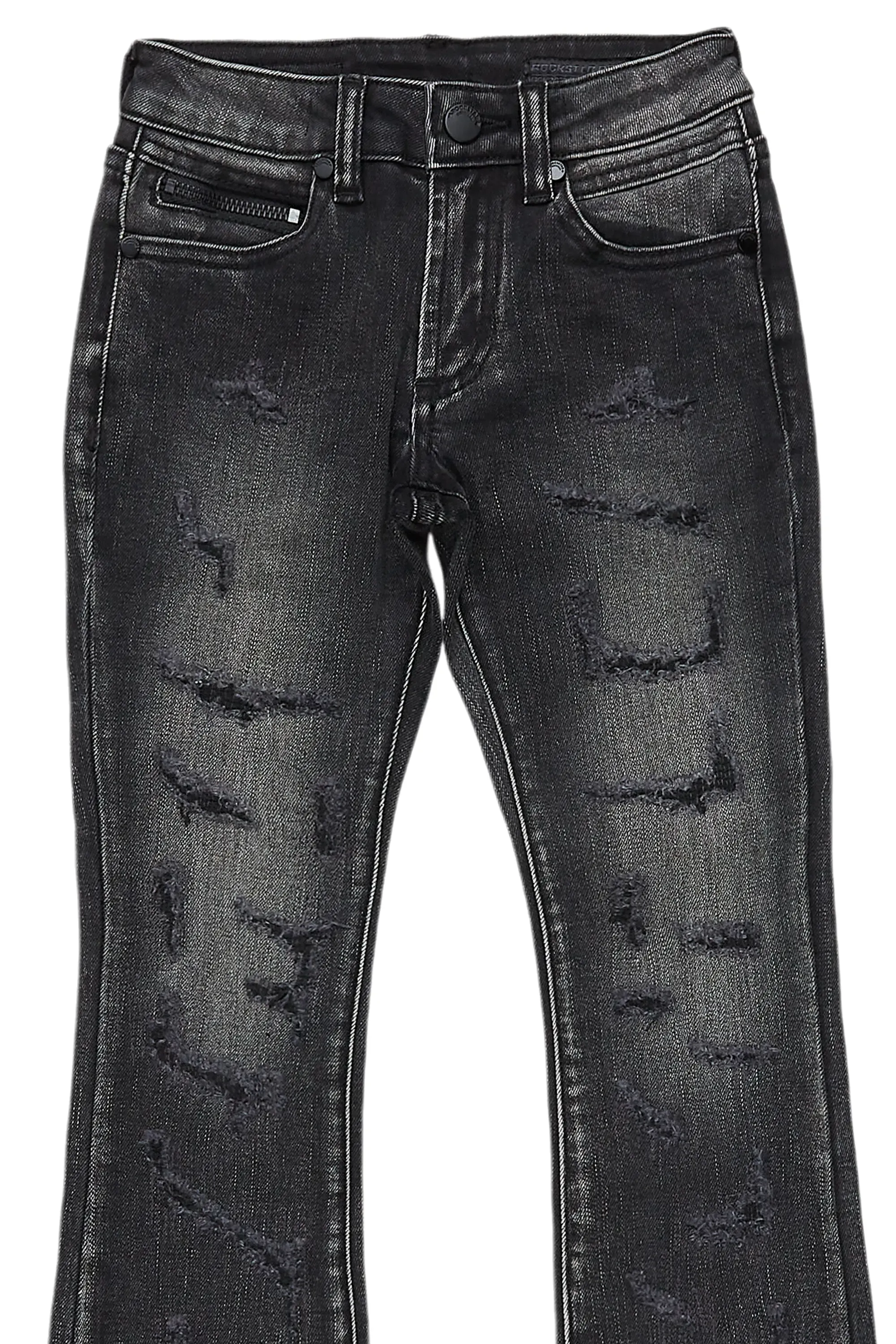 Boys Adler Dark Grey Stacked Flare Jean