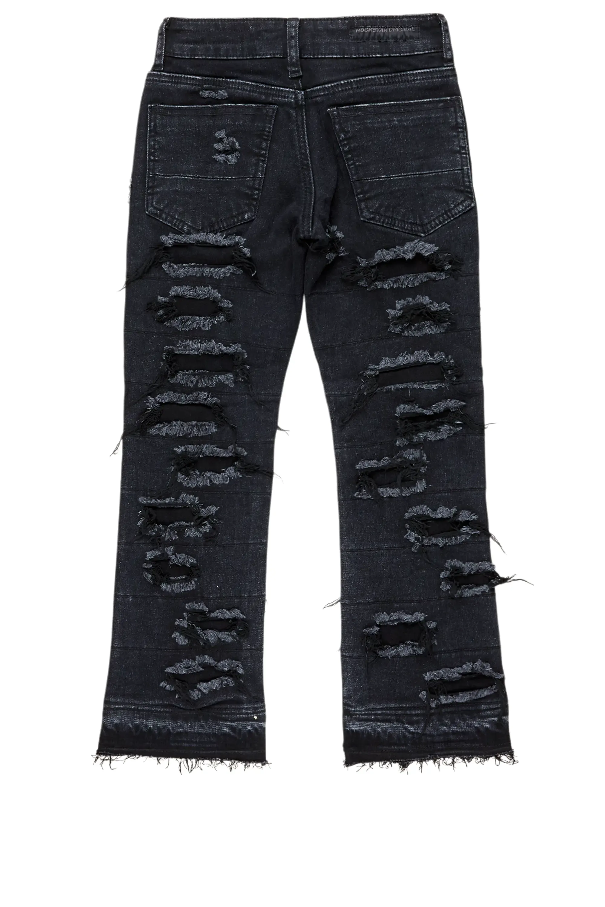 Boys ATA Black Stacked Flare Jean