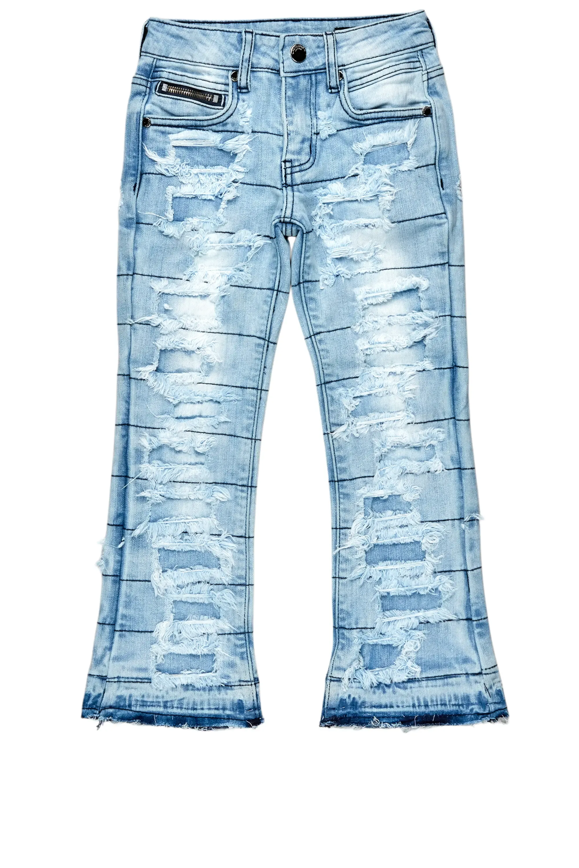 Boys ATA Blue Stacked Flare Jean