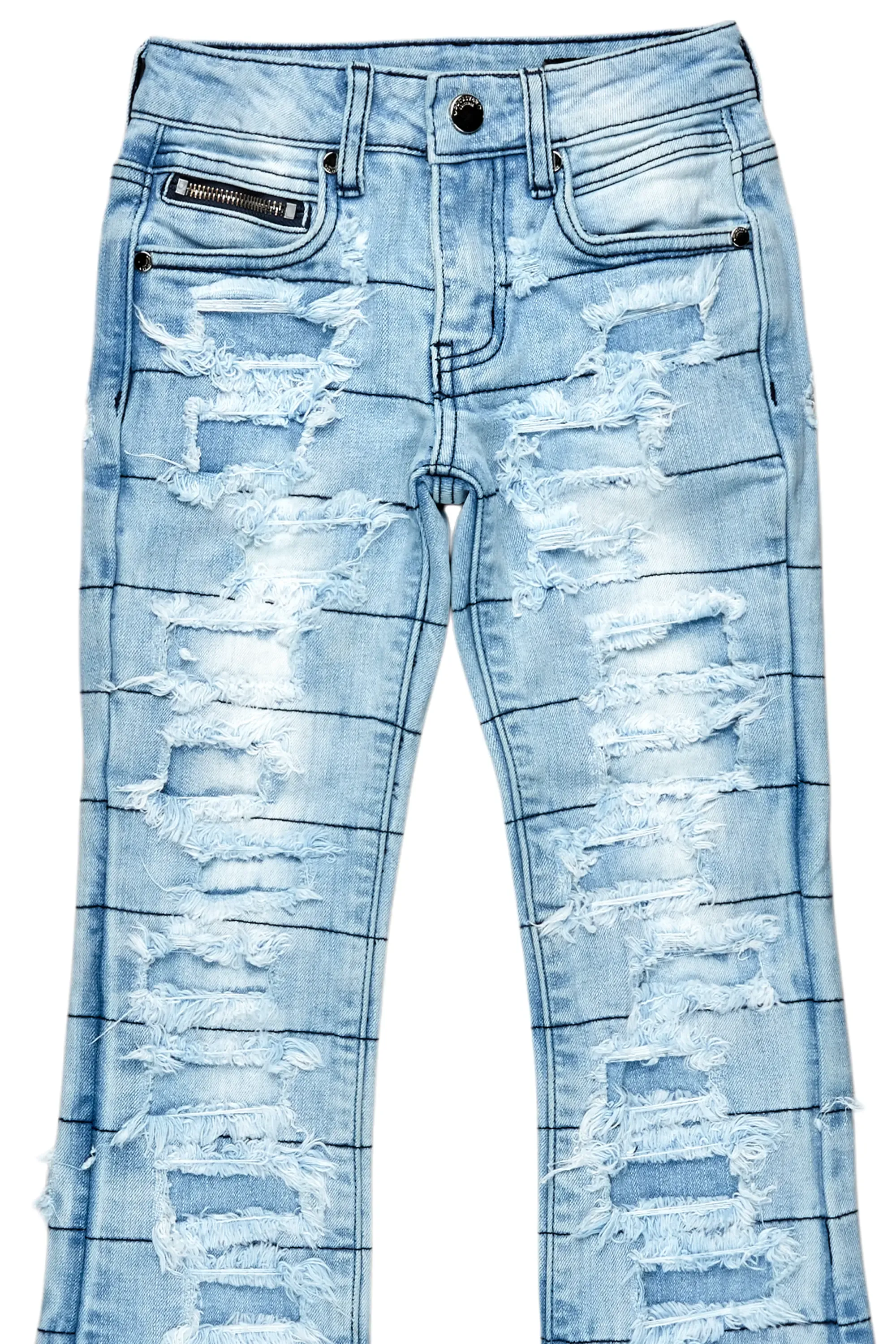 Boys ATA Blue Stacked Flare Jean