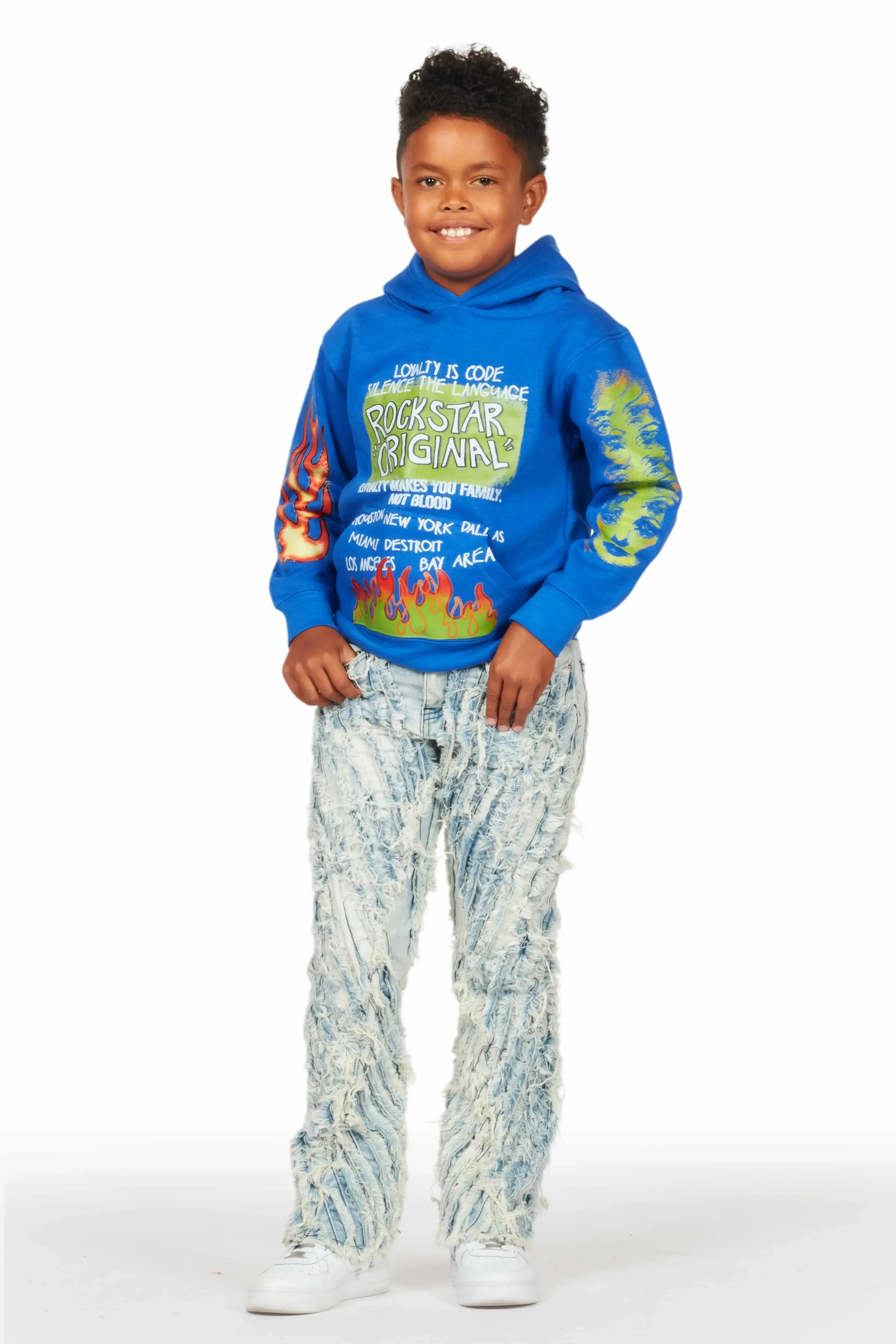 Boys Figg Light Blue Stacked Flare Jean