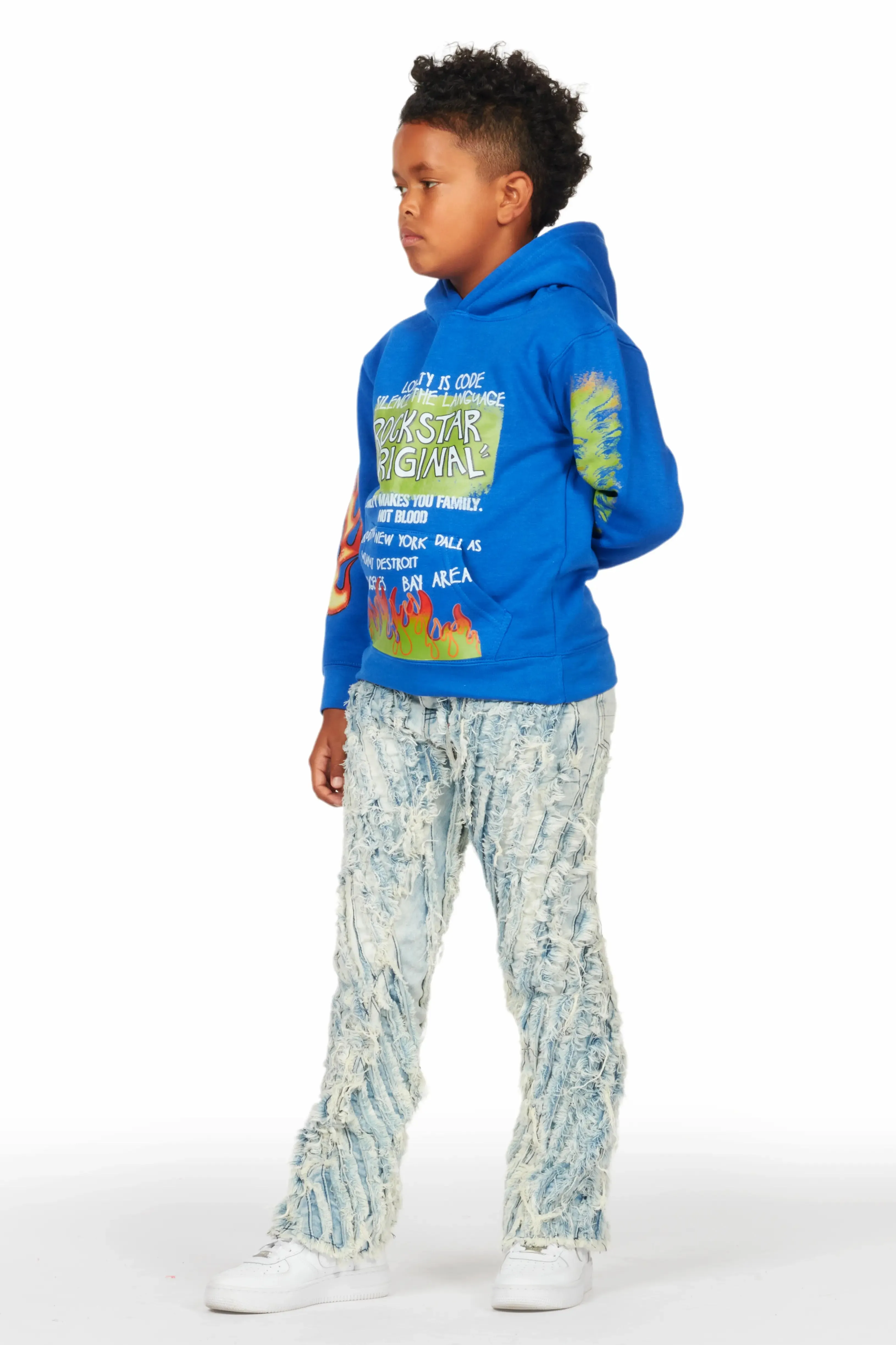 Boys Figg Light Blue Stacked Flare Jean