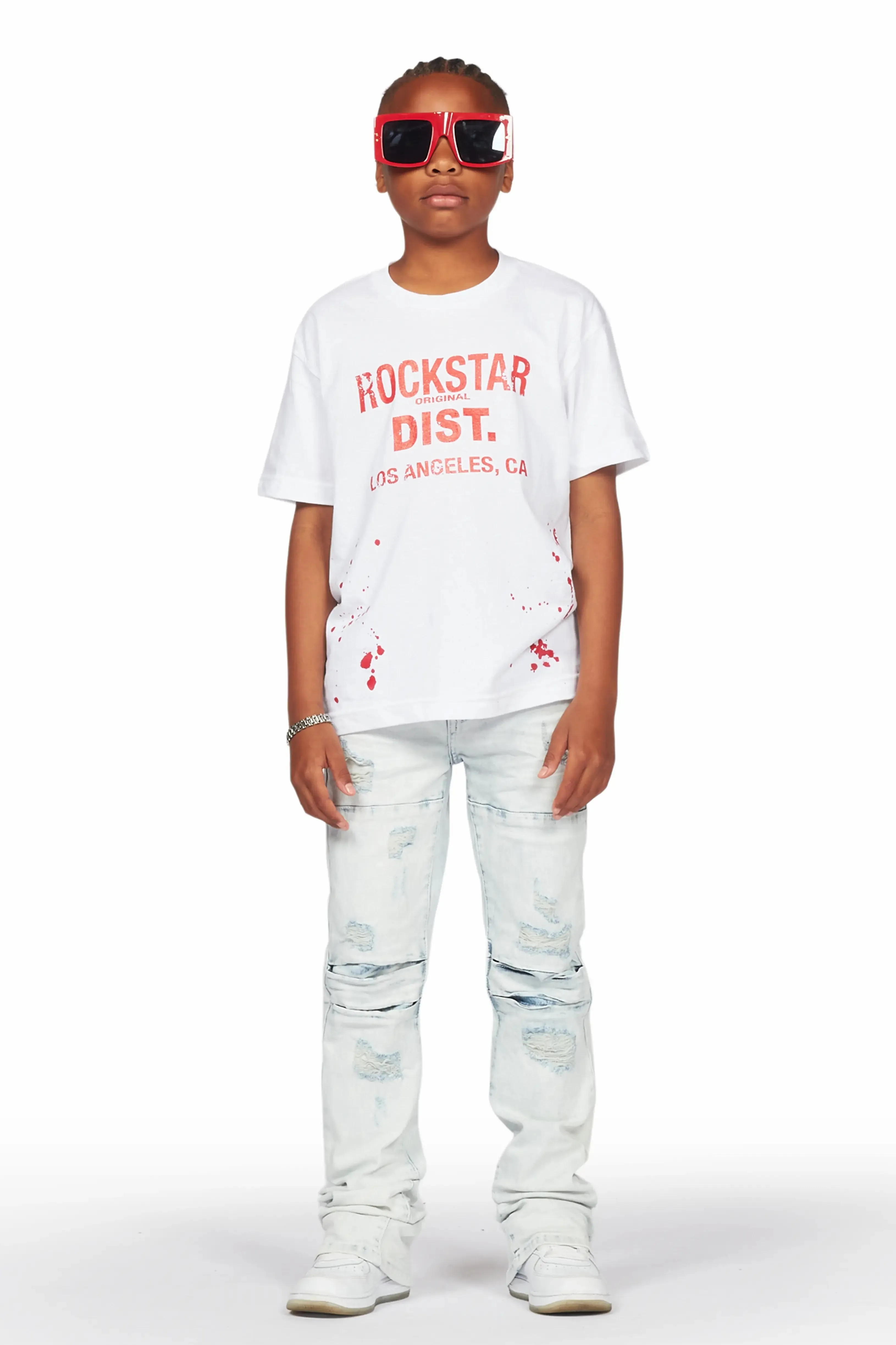 Boys Wald Light Blue Stacked Flare Jean