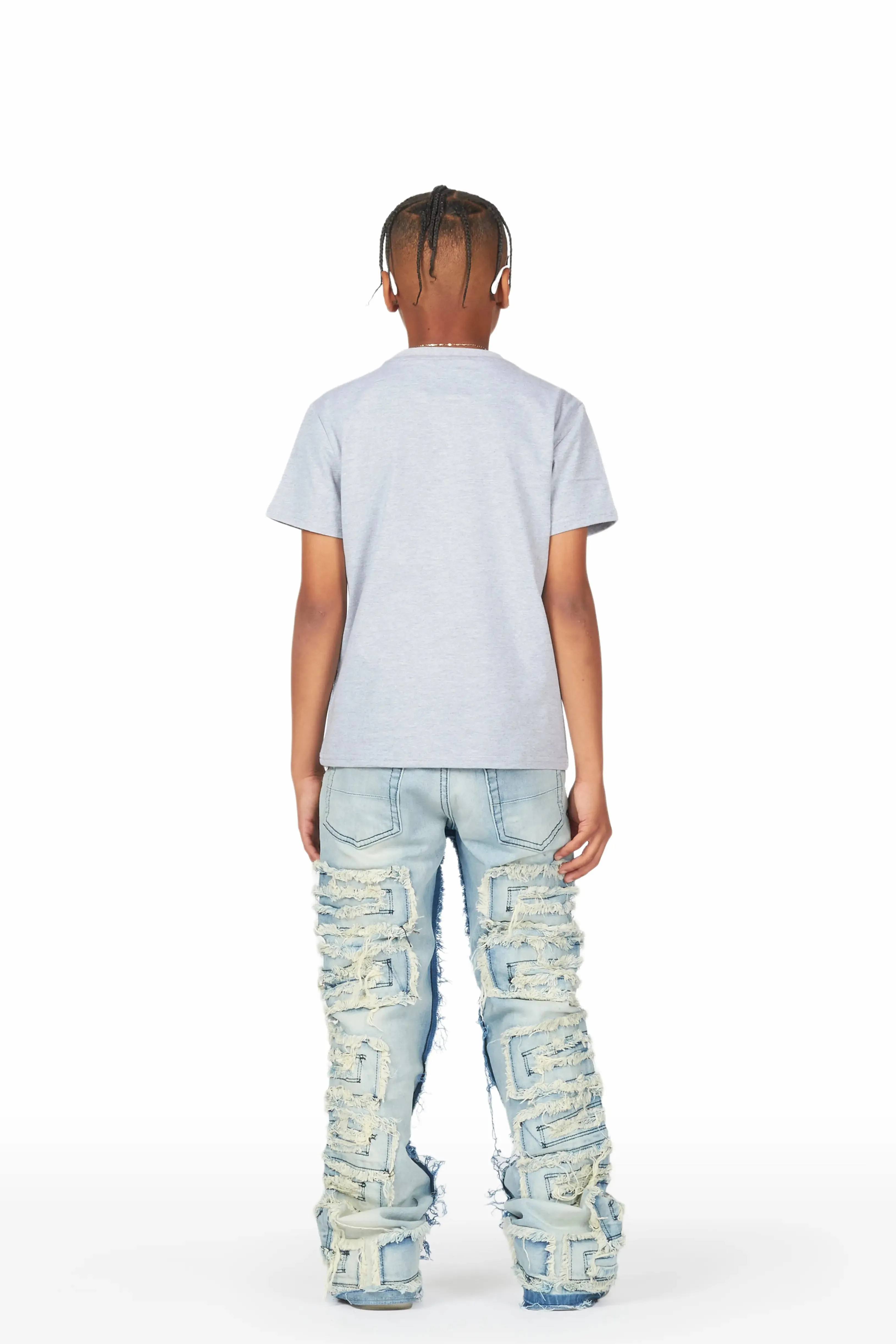 Boys Wayland Blue Stacked Flare Jean