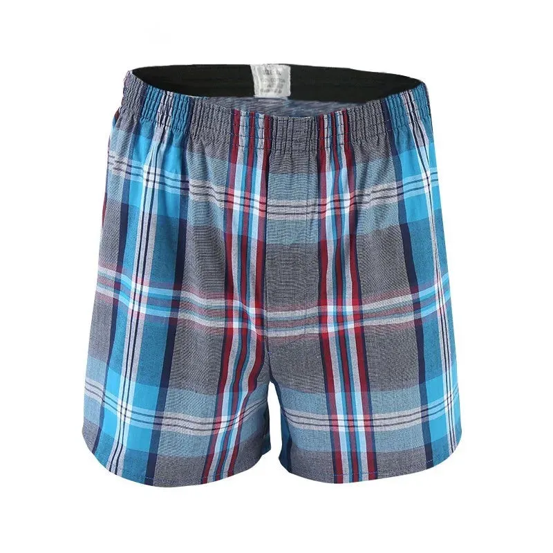 Breathable Plaid Cotton Shorts