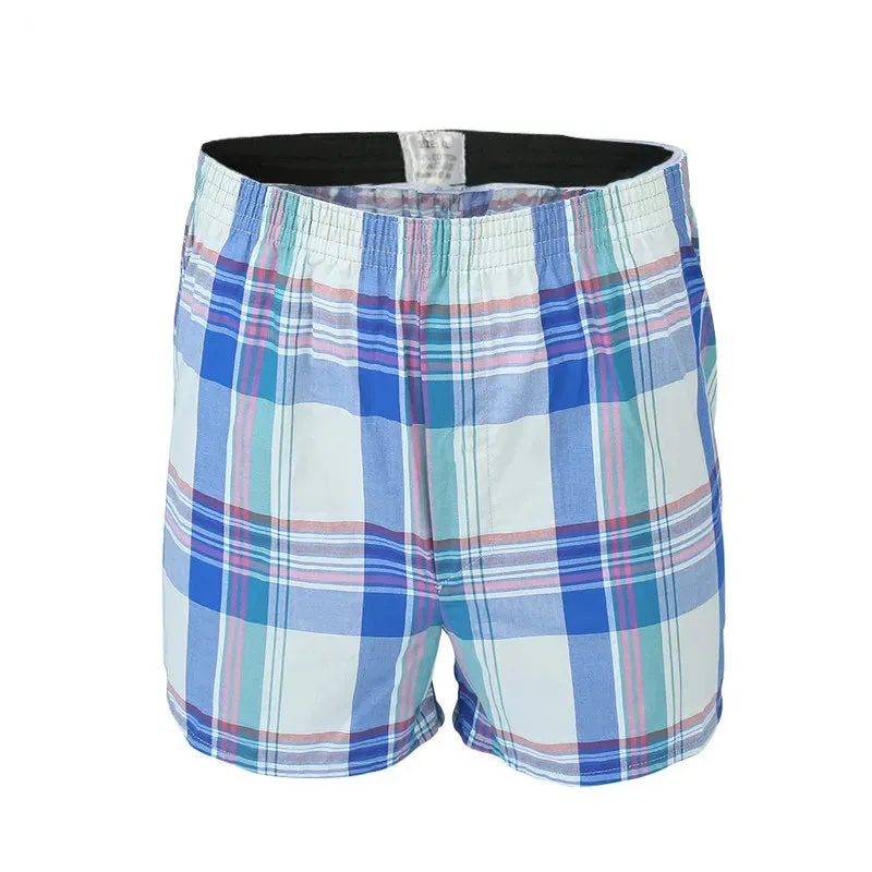 Breathable Plaid Cotton Shorts