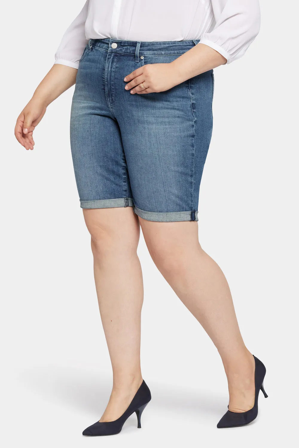 Briella 11 Inch Denim Shorts In Plus Size - Landslide