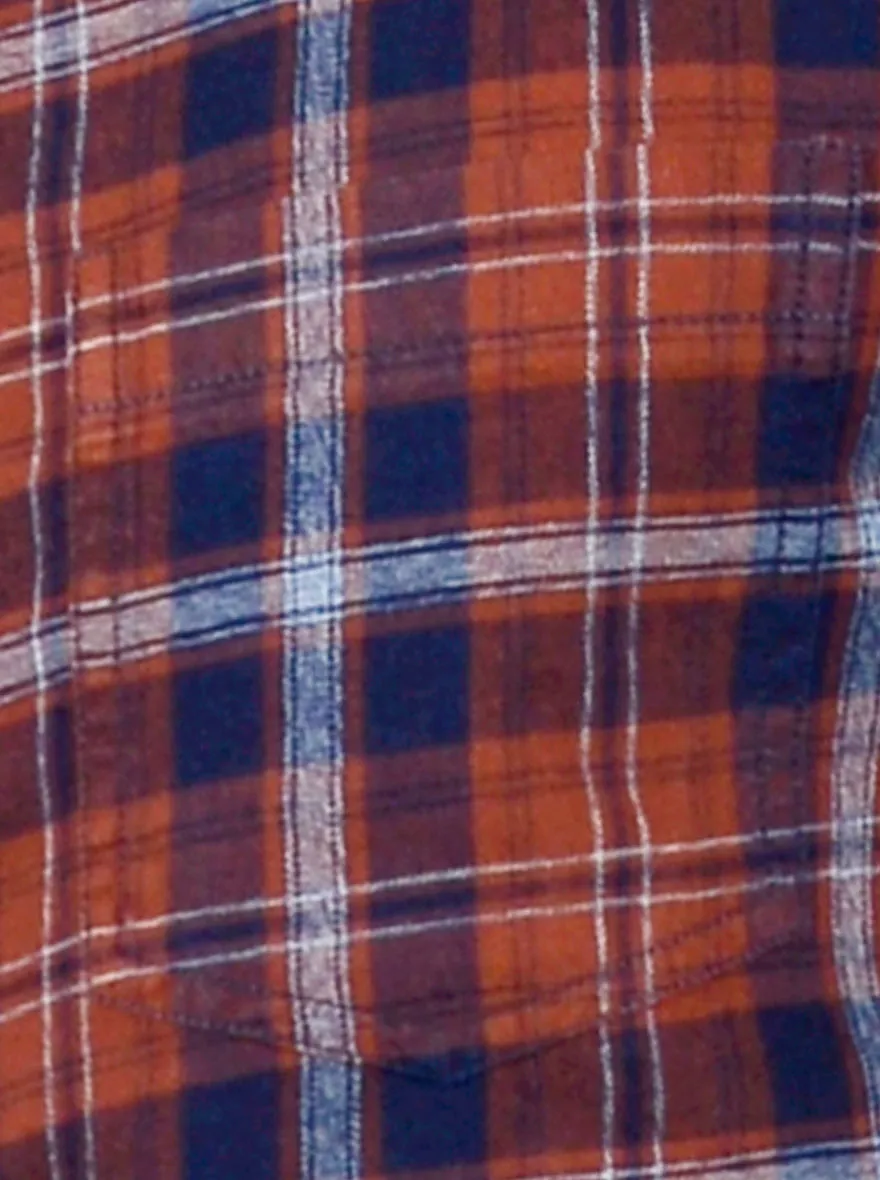 Brown & Blue Checked Slim Fit Casual Shirt | Greenfibre