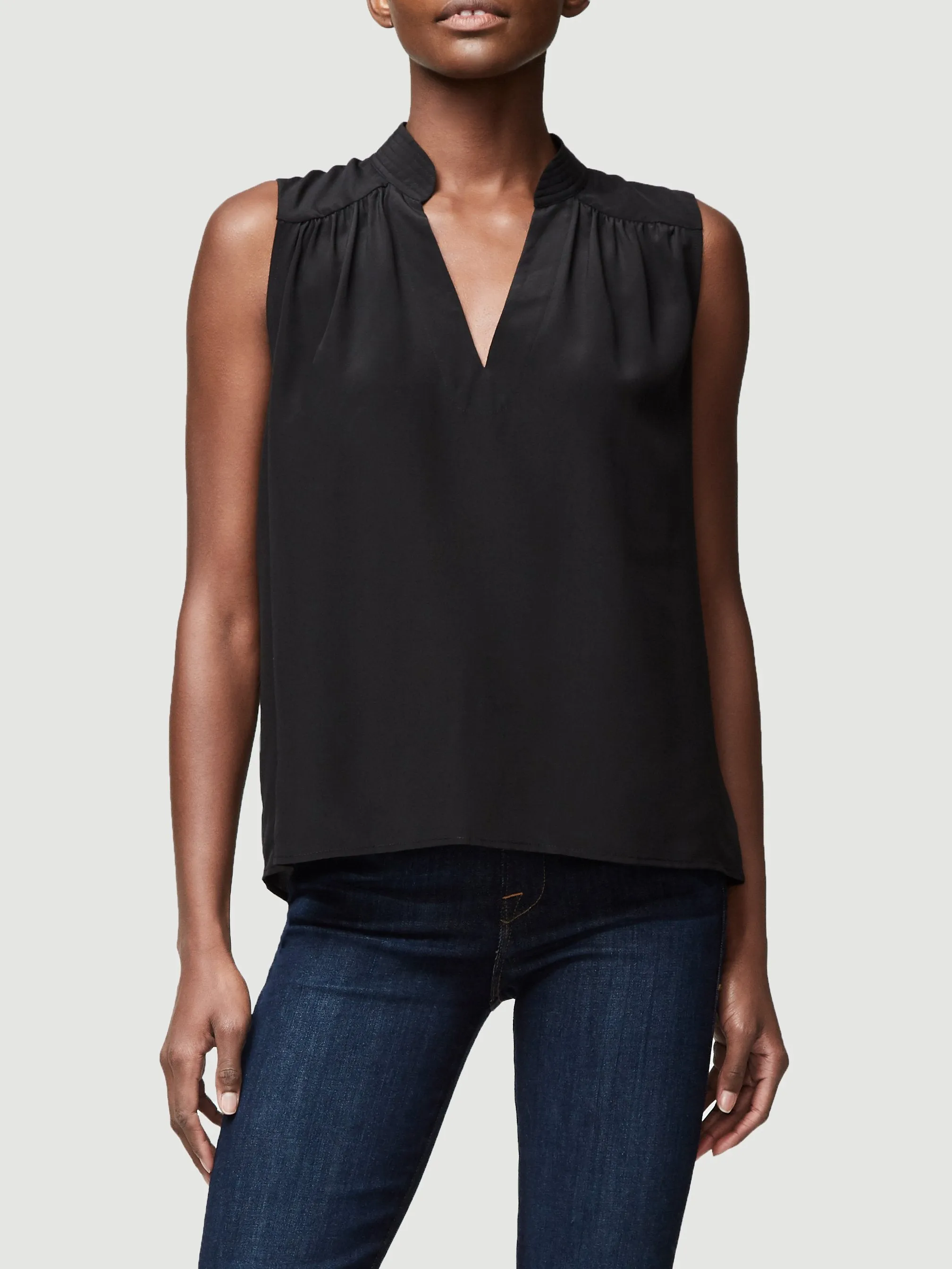 Cali Silk Sleeveless Top -- Noir