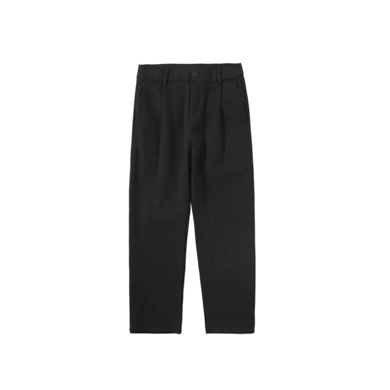 Dark Gray Loose Student Trousers for a Trendy Woolen Style