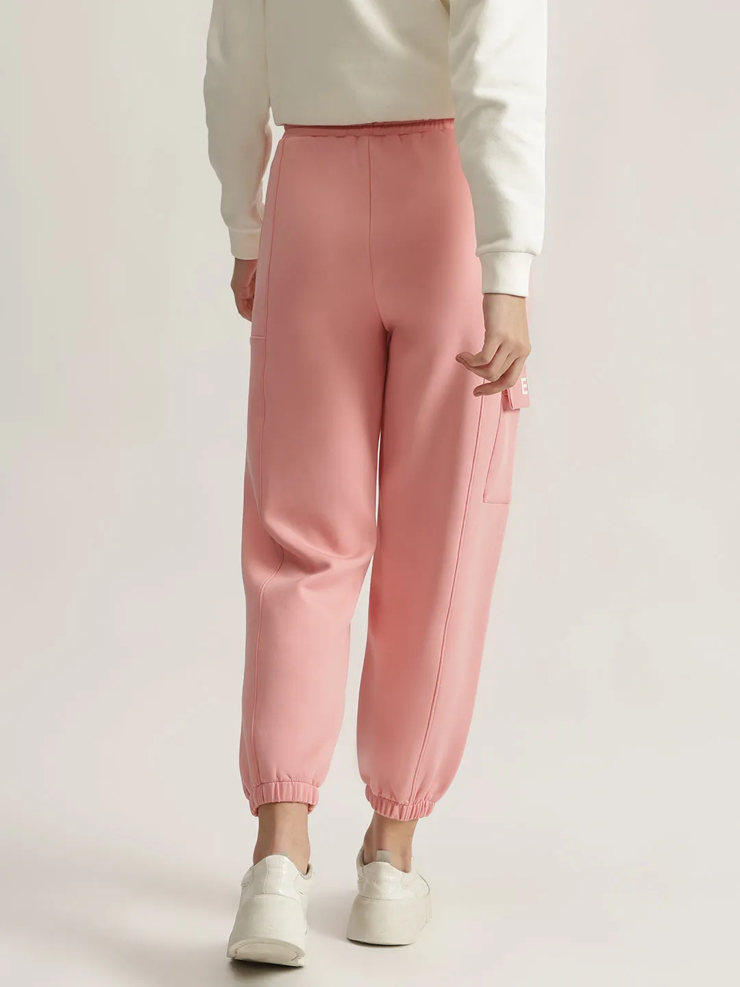 Elle Women Pink Solid Relaxed Fit Joggers Style Sweatpant