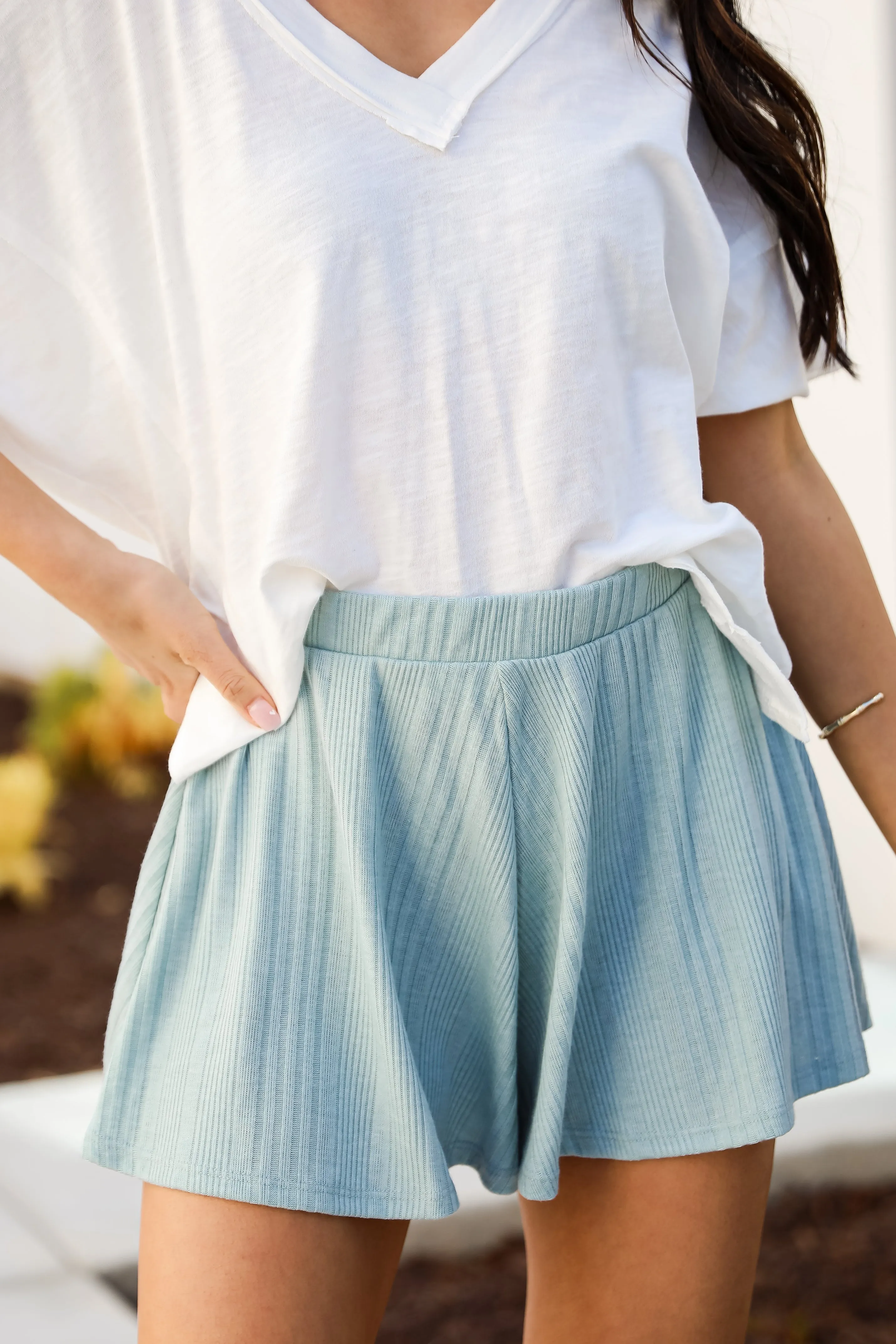 FINAL SALE - Relaxed Mindset Sage Knit Shorts - DU DEAL