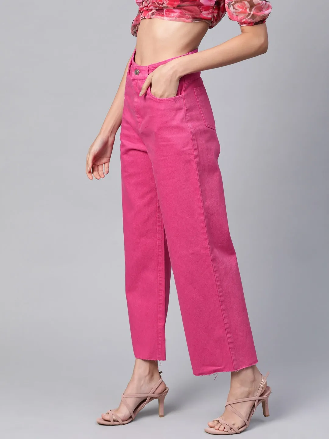 Fuchsia Raw Edge Jeans