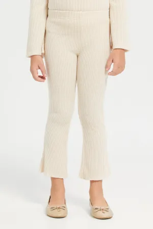 Girls Cream Flared Trousers