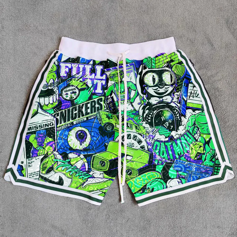 Graffiti blur casual basketball breathable shorts