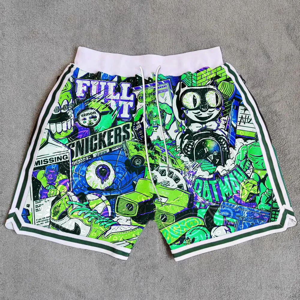 Graffiti blur casual basketball breathable shorts