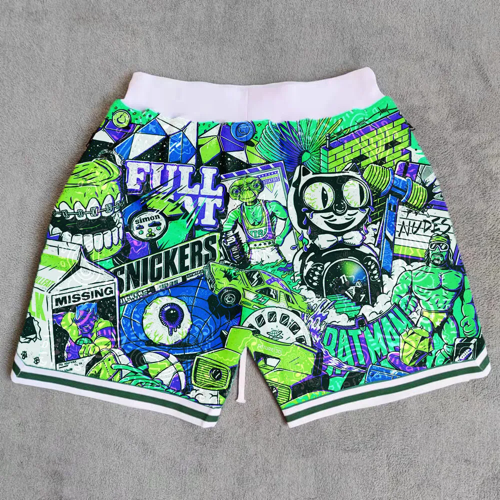 Graffiti blur casual basketball breathable shorts