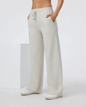 Halo Essential Wide Leg Trousers - Long in Ecru Heather