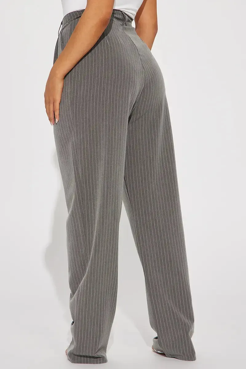 High-Waisted Pinstripe Wide Leg Trousers