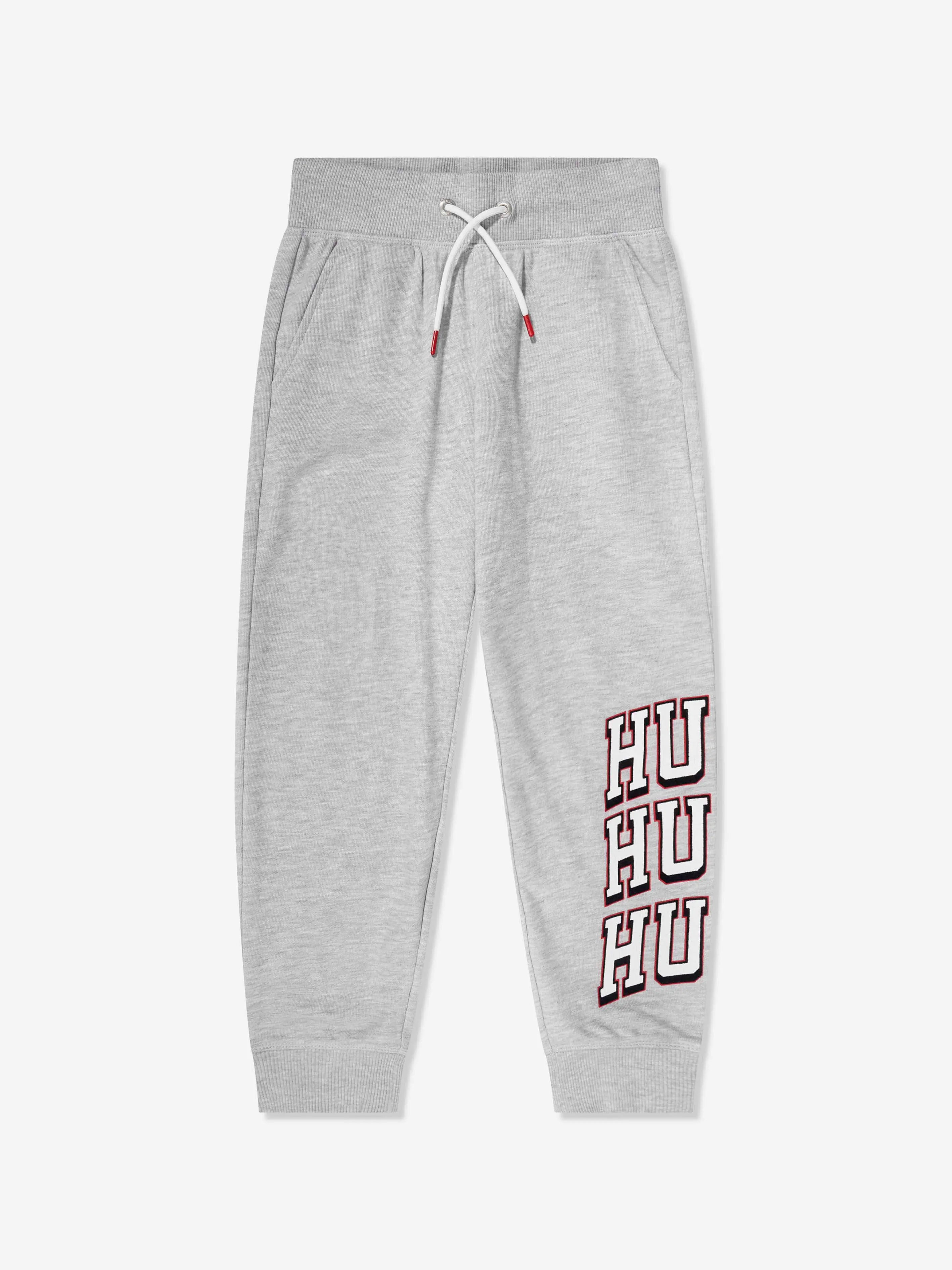 Hugo Boys Logo Print Joggers in Grey