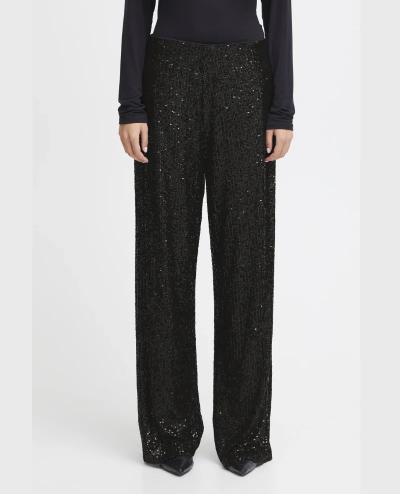 Ichi Fauci Black Sequin Trousers