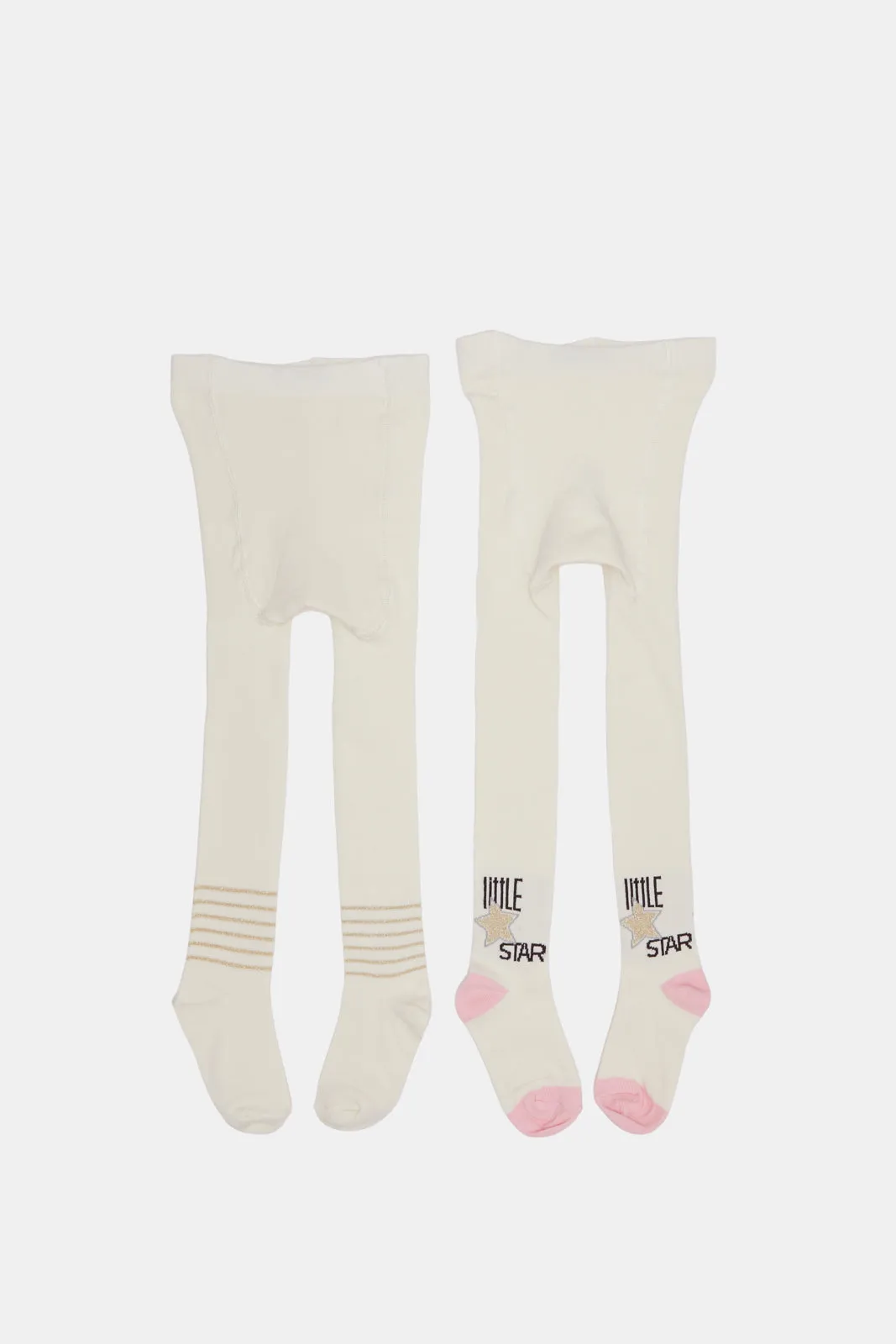 Infant Girls Ecru Tights Set (2 Piece)