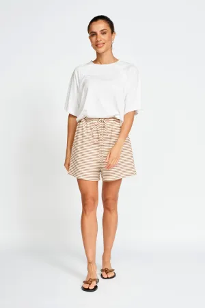 Ivy Stripe Lounge Short - Cream / Tan