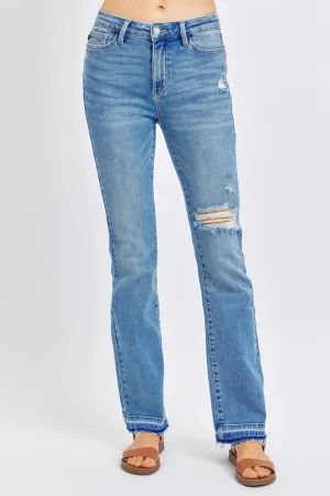 Judy Blue Mid Rise Destroyed Hem Distressed Jeans